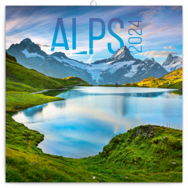 Poznámkový kalendář Alpy 2024, 30 × 30 cm