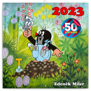 Poznámkový kalendář Krteček 2023, s 50 samolepkami, 30 × 30 cm