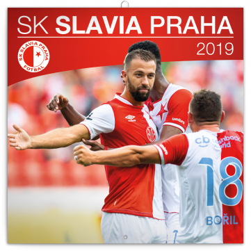 Poznámkový kalendář SK Slavia Praha 2019, 30 x 30 cm