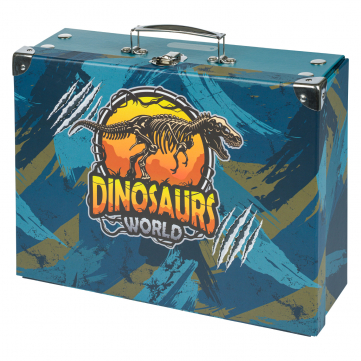 Skládací školní kufřík Dinosaurs World s kováním