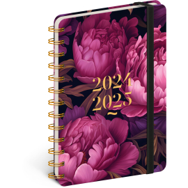 Spiral 18month Petito diary Purple Flowers 2024/2025, 13 × 18 cm