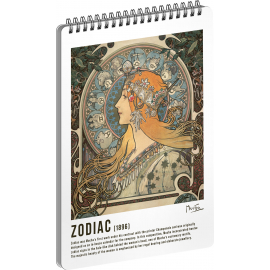 Spirálový blok Alfons Mucha - Zodiac, linkovaný