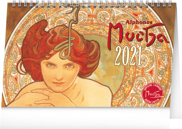 Stolní kalendář Alfons Mucha 2021, 23,1 × 14,5 cm
