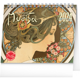 Alfons Mucha 2024 Desk Calendar, 16.5 × 13 cm