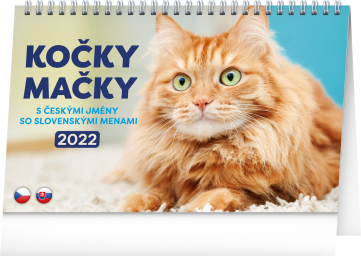 Stolní kalendář Kočky – Mačky CZ/SK 2022, 23,1 × 14,5 cm