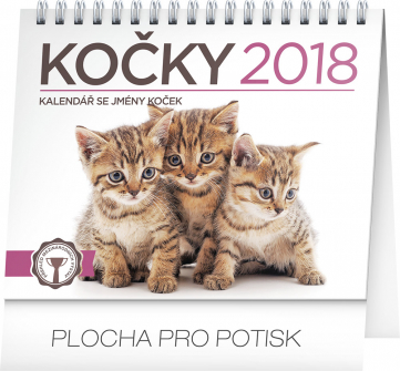 Stolní kalendář Kočky – se jmény koček 2018, 16,5 x 13 cm