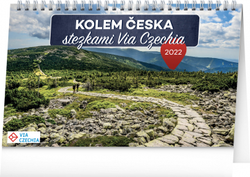 Stolní kalendář Kolem Česka stezkami Via Czechia 2022, 23,1 × 14,5 cm