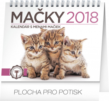 Desk calendar Mačky – s menami mačiek SK 2018, 16,5 x 13 cm
