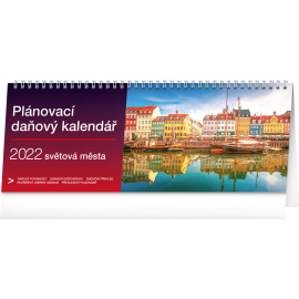 Stolní kalendář Plánovací daňový – Světová města 2022, 33 × 12,5 cm