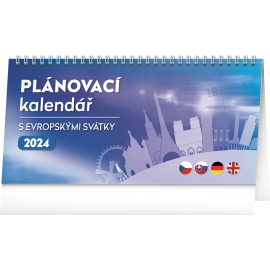 2024 Desk Planning Calendar with European Holidays, 25 × 12.5 cm