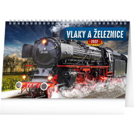 Stolní kalendář Vlaky a železnice 2022, 23,1 × 14,5 cm