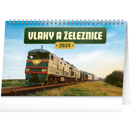 Trains and Railways 2024 Desk Calendar, 23.1 × 14.5 cm