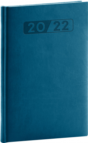 Týdenní diář Aprint 2022, petrolejově modrý, 15 × 21 cm