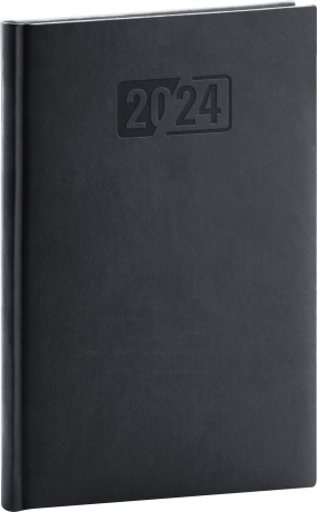 Aprint 2024 Weekly Diary, black, 15 × 21 cm