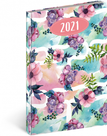 Týdenní diář Cambio Fun 2021, Květiny, 15 × 21 cm