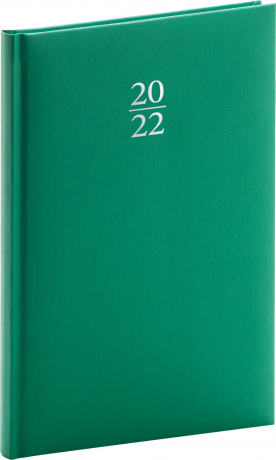 Týdenní diář Capys 2022, zelený, 15 × 21 cm