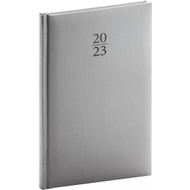 Týdenní diář Capys 2023, stříbrný, 15 × 21 cm