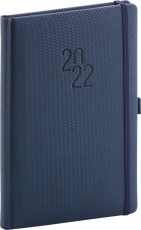 Týdenní diář Diamante 2022, modrý, 15 × 21 cm