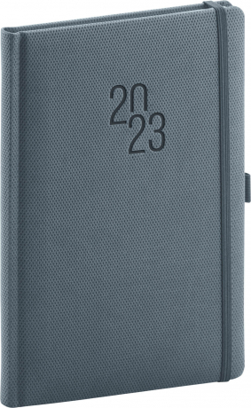 Týdenní diář Diamante 2023, šedý, 15 × 21 cm