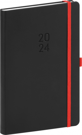 Nox 2024 Weekly Diary, black / red, 15 × 21 cm