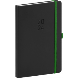 Nox 2024 Weekly Diary, black / green, 15 × 21 cm