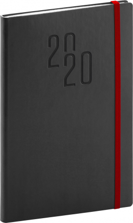 Týdenní diář Soft 2020, černý, 15 × 21 cm