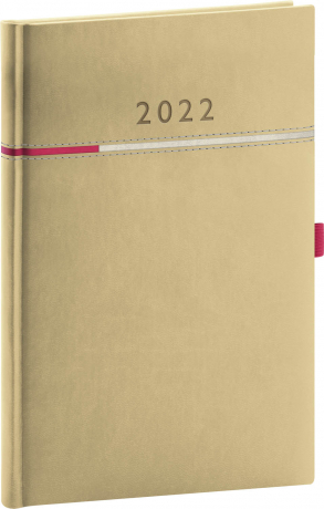 Týdenní diář Tomy 2022, béžovorůžový, 15 × 21 cm