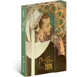 Alfons Mucha 2024 Weekly Magnetic Diary, 11 × 16 cm