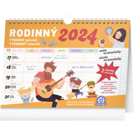 Weekly family planner with hook 2024, 30 × 21 cm